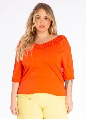 Lisamour - Blusa Ciganinha de Tecido Plano Laranja - LISAMOUR