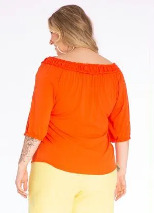 Lisamour - Blusa Ciganinha de Tecido Plano Laranja - LISAMOUR