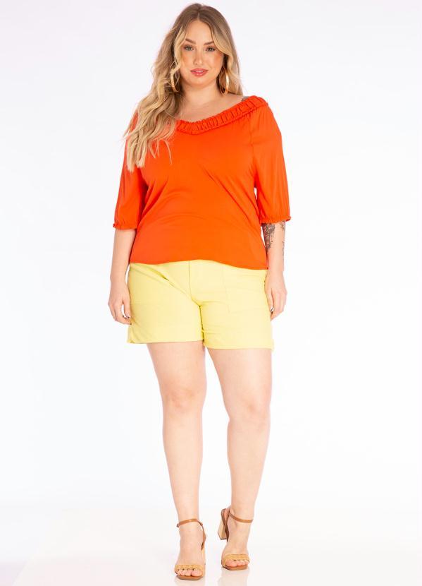 Lisamour - Blusa Ciganinha de Tecido Plano Laranja 3