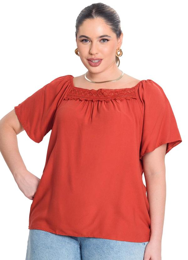 Secret Glam - Blusa Ciganinha Feminina Plus Size Laranja