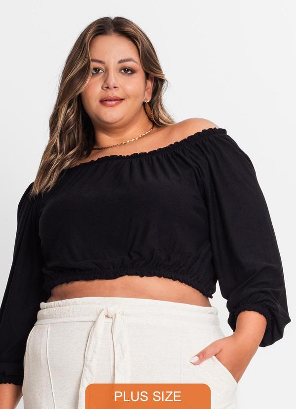 Secret Glam - Blusa Ciganinha Feminina Plus Size Preto