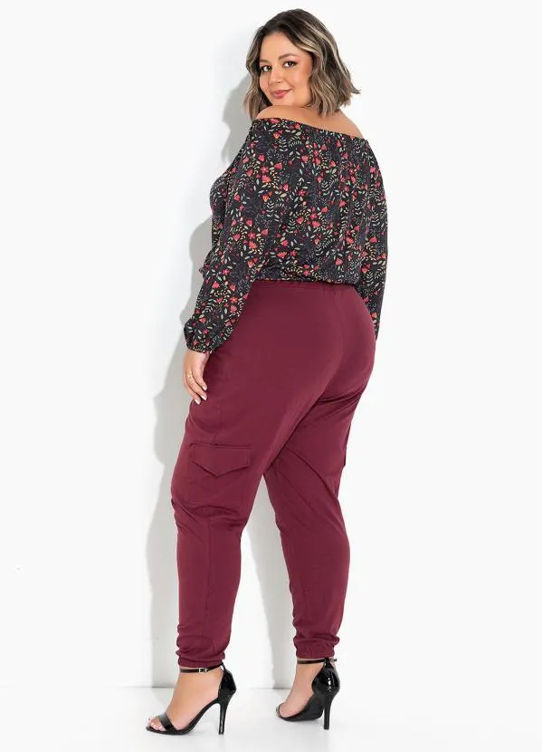 Marguerite - Blusa Ciganinha Floral Preta Plus Size 5