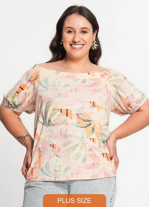 Secret Glam - Blusa Ciganinha Plus Bege