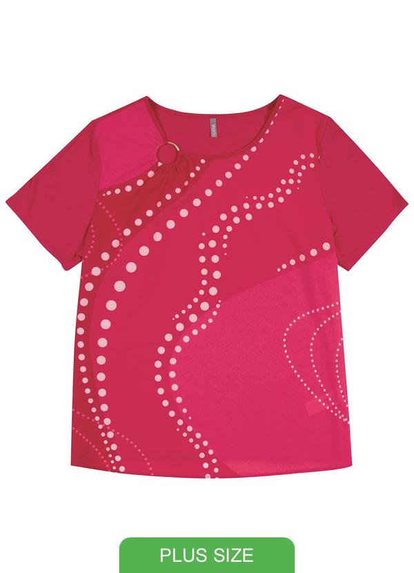 Cativa Plus Size - Blusa Manga Curta Estampada Rosa