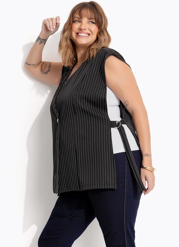 Marguerite - Casaco Azul Marinho em Alfaiataria Risca de Giz 6