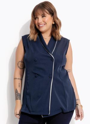 Casaco (Azul Marinho) em Crepe Plano