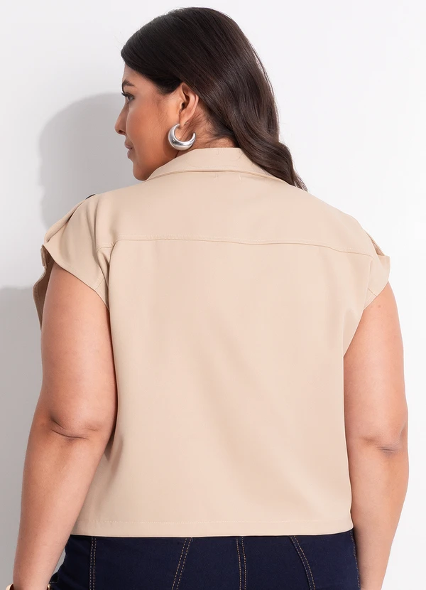 Marguerite - Casaco Bege em Crepe Plano 7