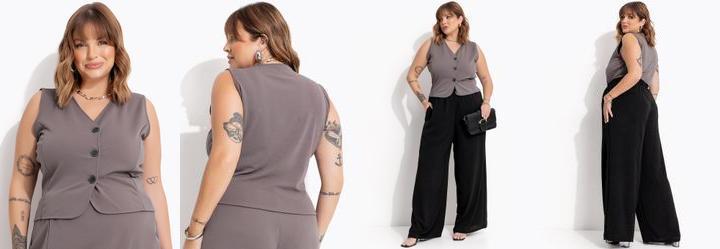 Colete Cinza em Malha Crepe