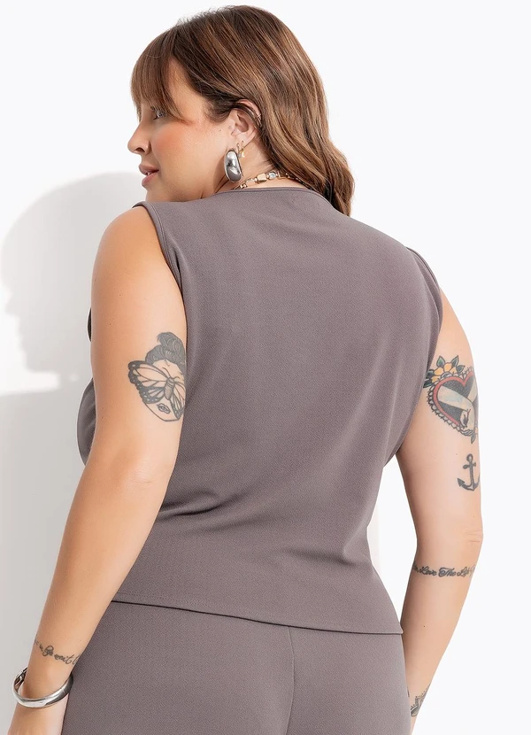 Marguerite - Colete Cinza em Malha Crepe 2