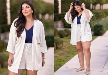 Casaco Off White em Malha Texturizada