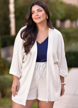 Marguerite - Casaco Off White em Malha Texturizada - MARGUERITE