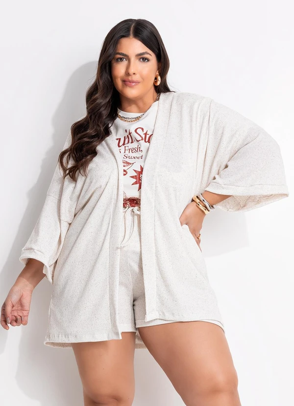 Marguerite - Casaco Off White em Malha Texturizada 3