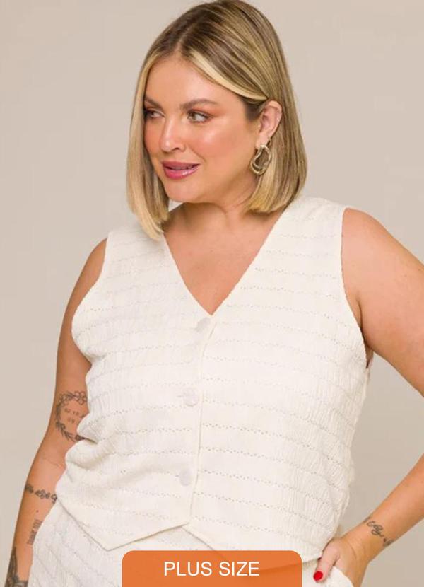Cess - Colete Alfaiataria com Textura e Laise Off White