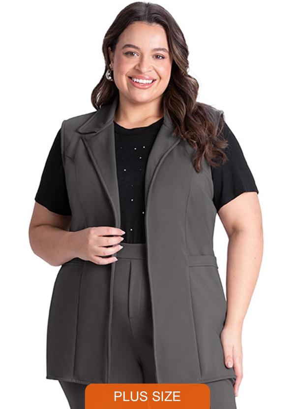 Rezzato - Colete Alfaiataria Plus Size Feminino Cinza