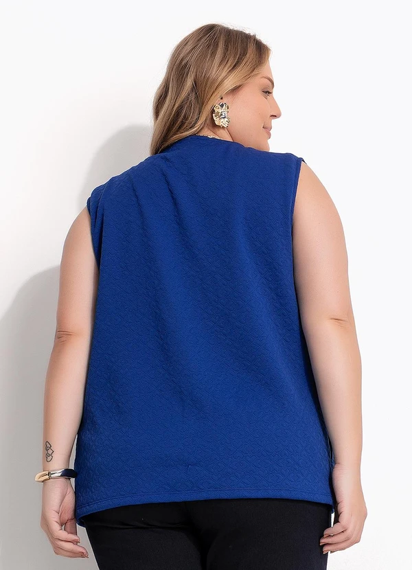 Marguerite - Colete Azul Royal em Malha Matelassê Coração