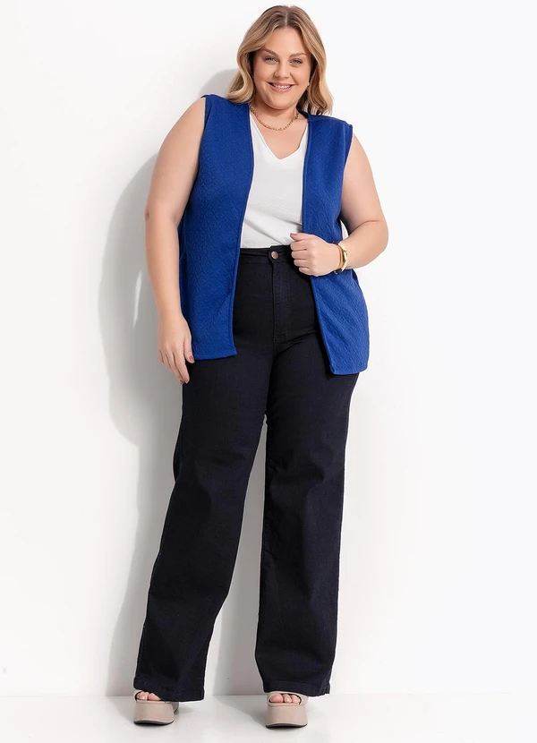 Marguerite - Colete Azul Royal em Malha Matelassê Coração 3