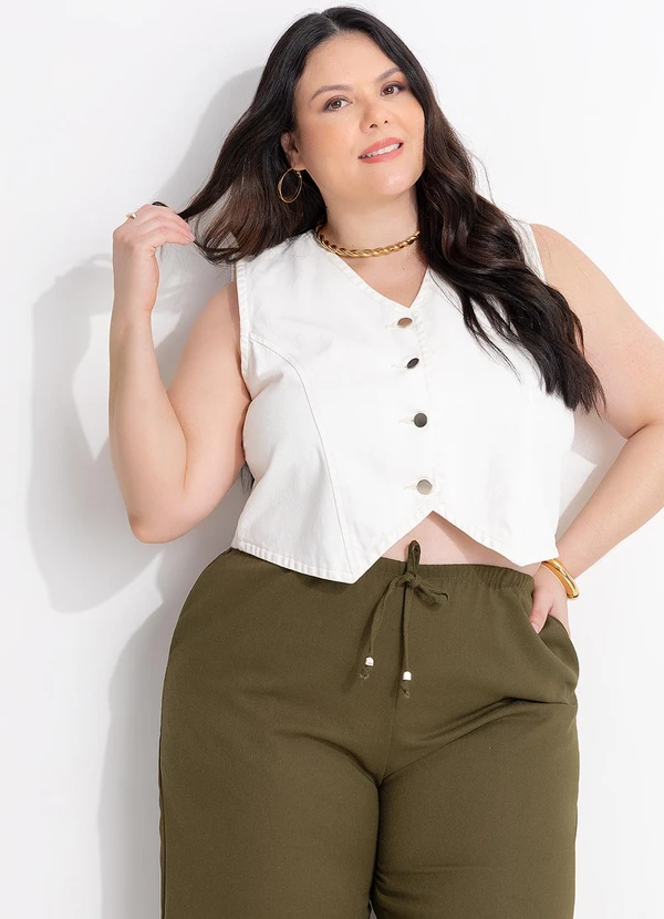 Marguerite - Colete Bege em Sarja