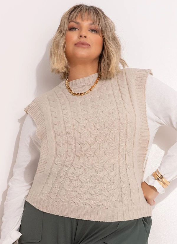 Marguerite - Colete Bege em Tricô