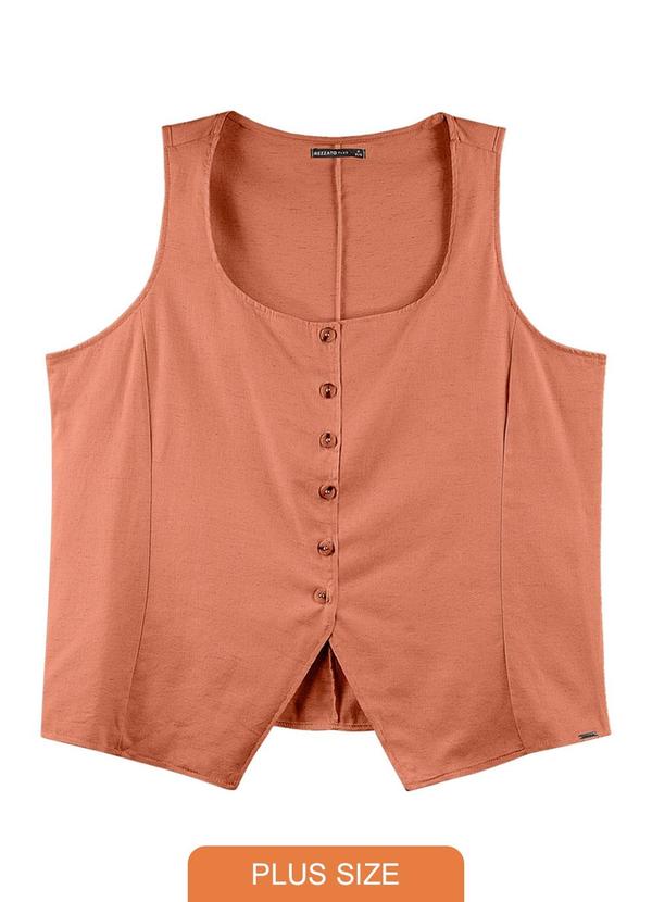 Rezzato - Colete Botões Frontais Adulto Plus Size Marrom
