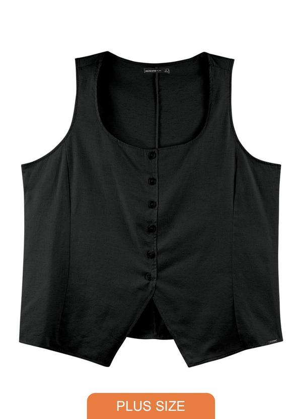 Rezzato - Colete Botões Frontais Adulto Plus Size Preto