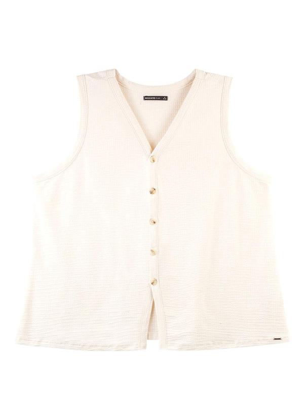 Rezzato - Colete Canelado com Botões Plus Size Branco 3