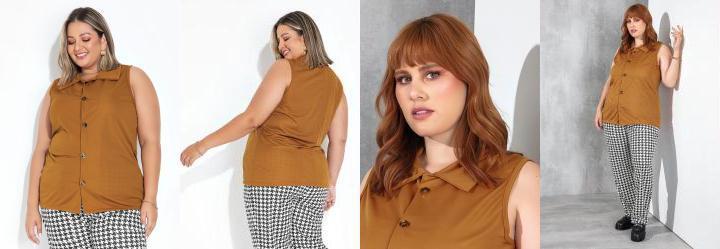 Colete Caramelo com Botes Plus Size