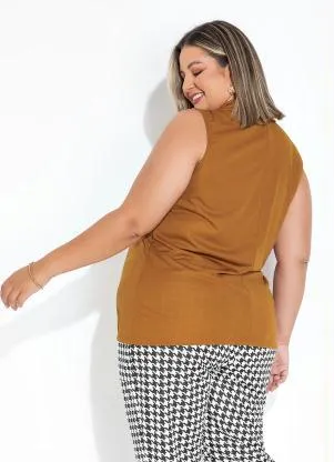 Marguerite - Colete Caramelo com Botões Plus Size - MARGUERITE