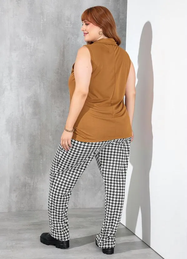 Marguerite - Colete Caramelo com Botões Plus Size