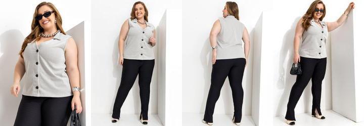 Colete Cinza Claro em Malha Piquet