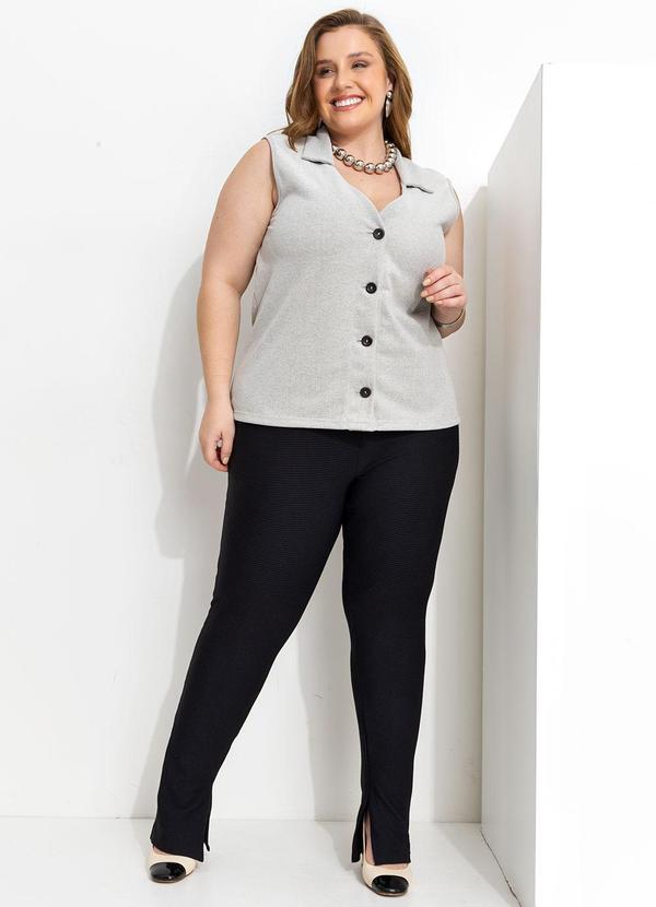 Marguerite - Colete Cinza Claro em Malha Piquet 2