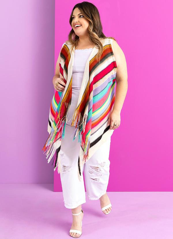 Marguerite - Colete Listrado Multicores em Tricô 2