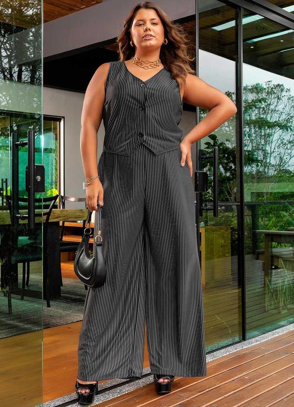 Marguerite - Colete Listrado Preto e Branco Risca de Giz 7