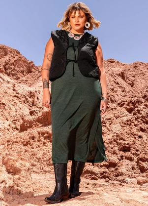 Marguerite - Colete Preto em Malha Matelassê - MARGUERITE