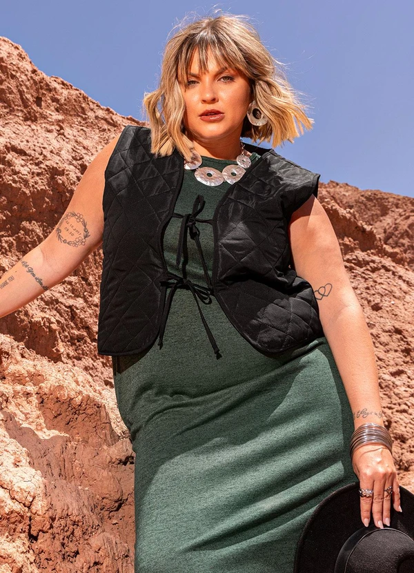 Marguerite - Colete Preto em Malha Matelassê 6