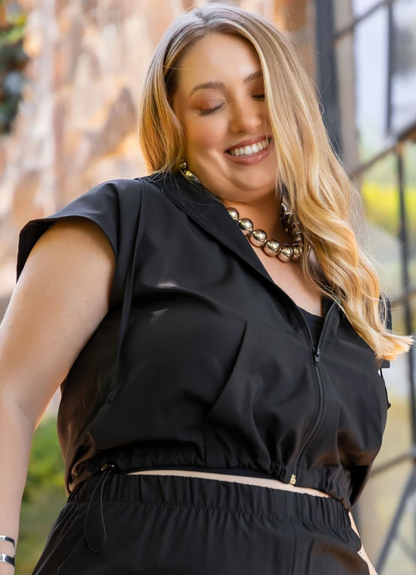 Marguerite - Colete Preto em Microtel