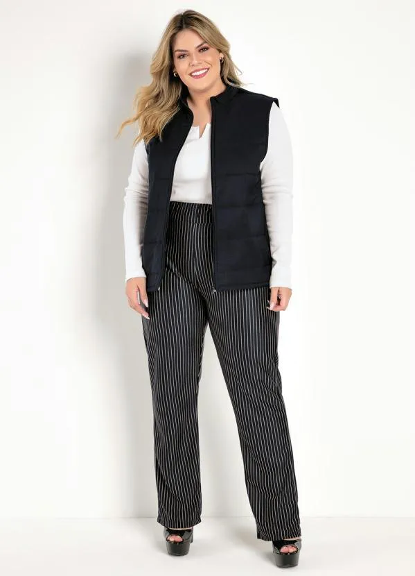 Marguerite - Colete Puffer Preto com Zíper Plus Size 2