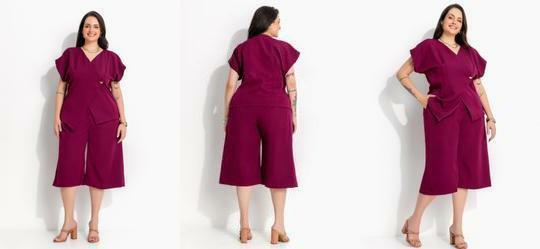 Colete Roxo de Alfaiataria com Bot�o de Metal