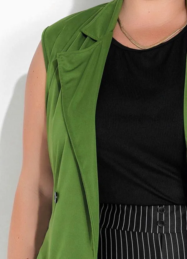 Marguerite - Colete Verde com Gola e Botões Plus Size 3