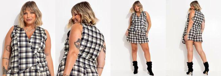 Colete Xadrez em Moletinho de Viscose