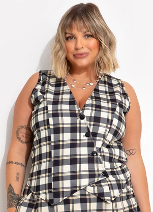 Marguerite - Colete Xadrez em Moletinho de Viscose - MARGUERITE