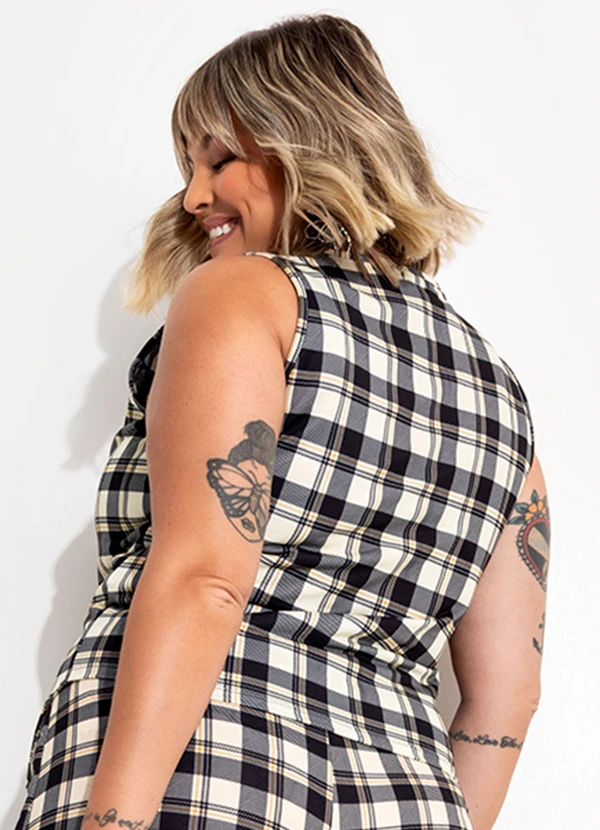 Marguerite - Colete Xadrez em Moletinho de Viscose 7