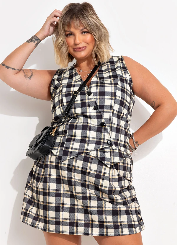 Marguerite - Colete Xadrez em Moletinho de Viscose 1