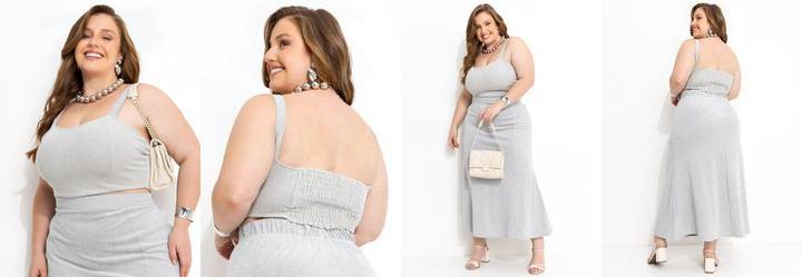 Cropped Cinza Claro em Malha Piquet