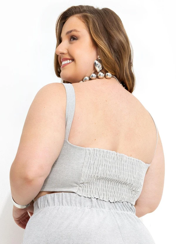 Marguerite - Cropped Cinza Claro em Malha Piquet 5