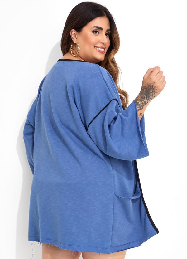 Marguerite - Kimono Azul em Moletinho Rajado 4