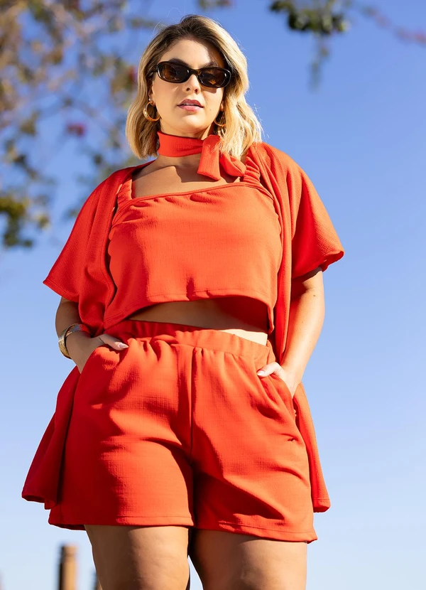 Marguerite - Kimono Vermelho em Malha Jacquard 1