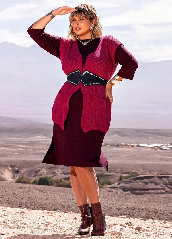 Marguerite - Maxi Colete Magenta em Tricô 6