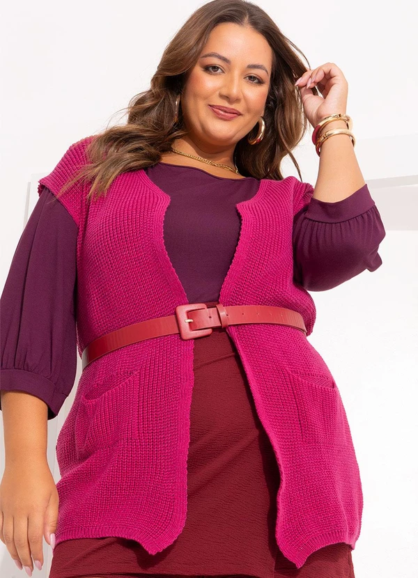 Marguerite - Maxi Colete Magenta em Tricô 10