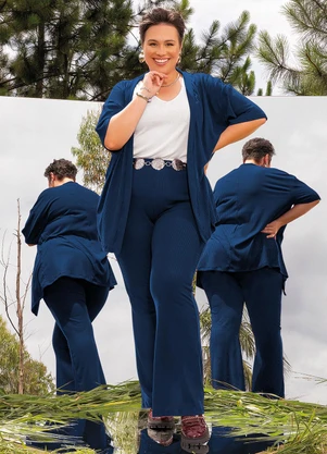 Marguerite - Conjunto Azul Marinho em Canelado - MARGUERITE