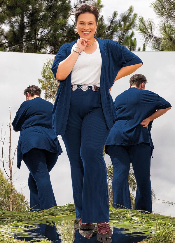 Marguerite - Conjunto Azul Marinho em Canelado